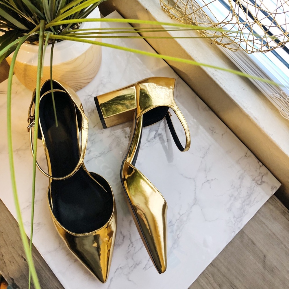 Asos Gold Chunky Heels